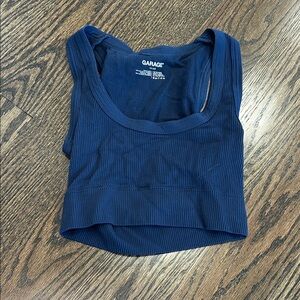 Garage Deep Blue Ribbed Crop Top